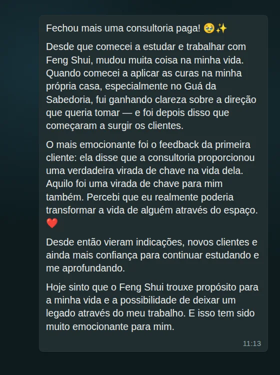 Depoimento de ex-aluna no WhatsApp